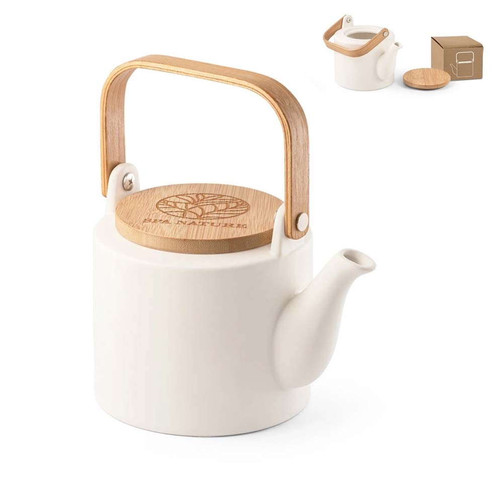 Keramisk tekande med bambus låg 700ml - Skagen