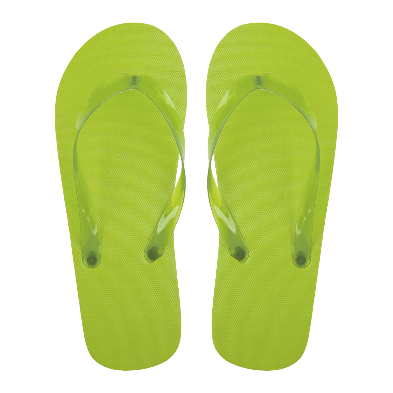 Boracay klipklapper i PE med gennemsigtige PVC-remme og logo trykt med logo