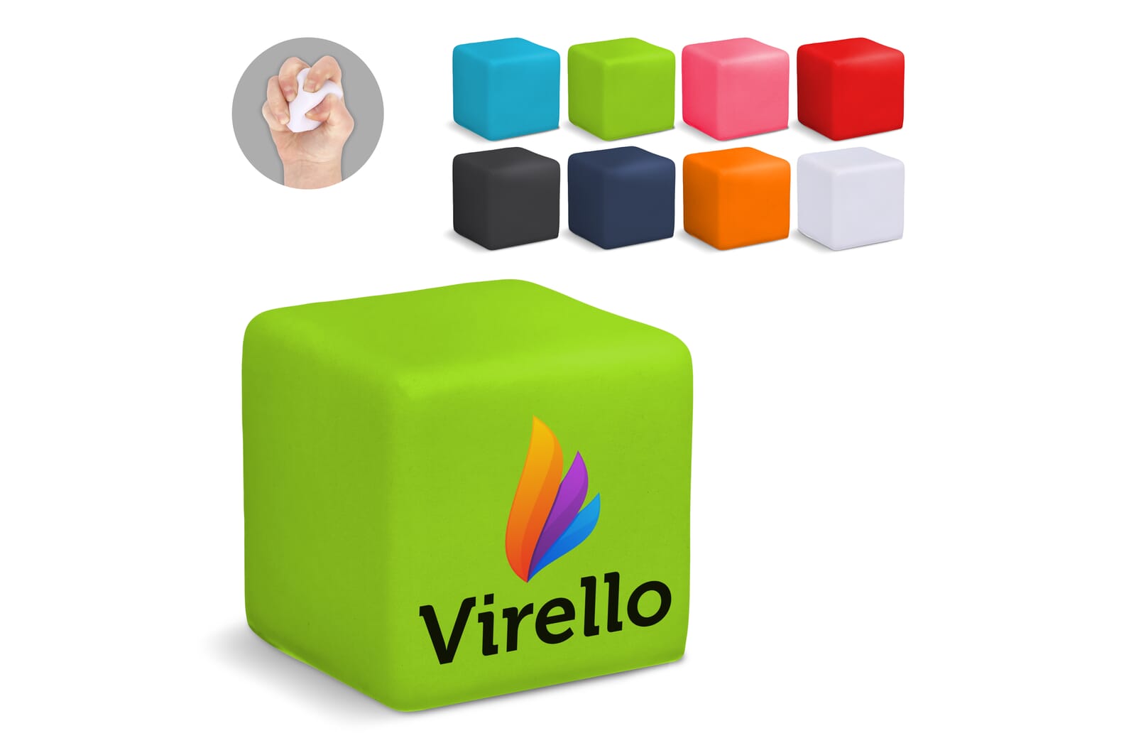 Anti-stress firkant i PU-skum med logo trykt med logo