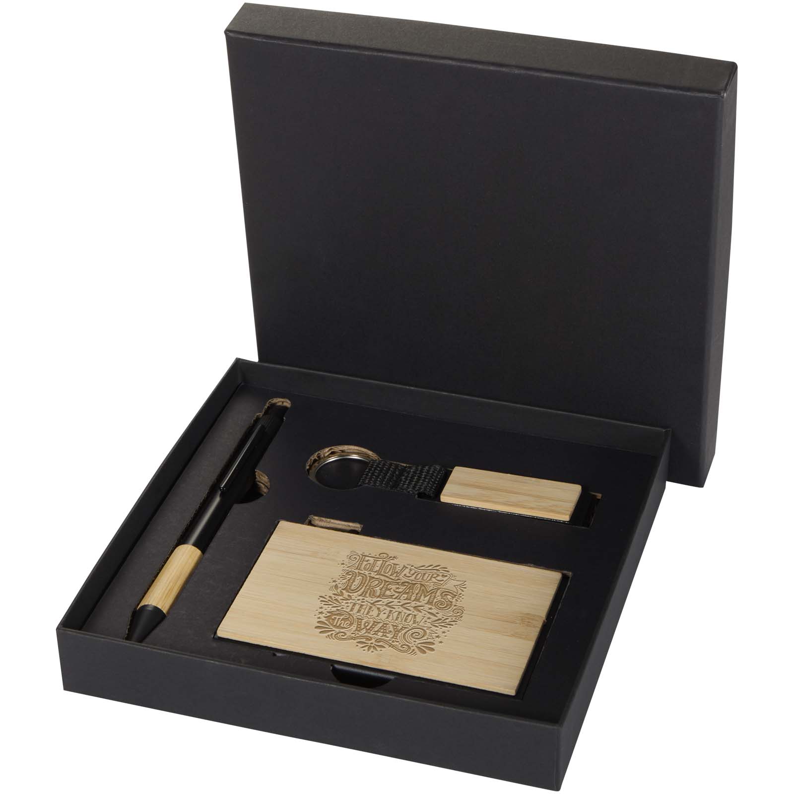 Minka kuglepen af RCS genbrugt aluminium, nøglering og RFID-kortholder gavesæt