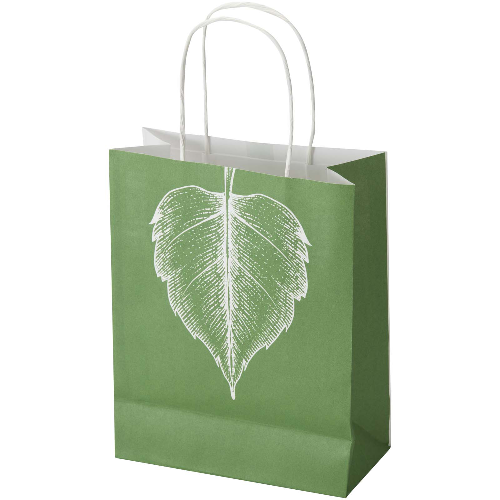Kraftpapirpose 120 g/m² med snoede hanke og jeres logo, 18 x 9 x 23 cm