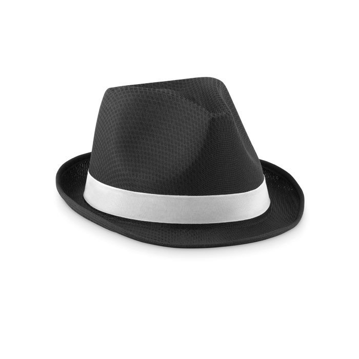 Farvet hat med hvidt band - Ebeltoft