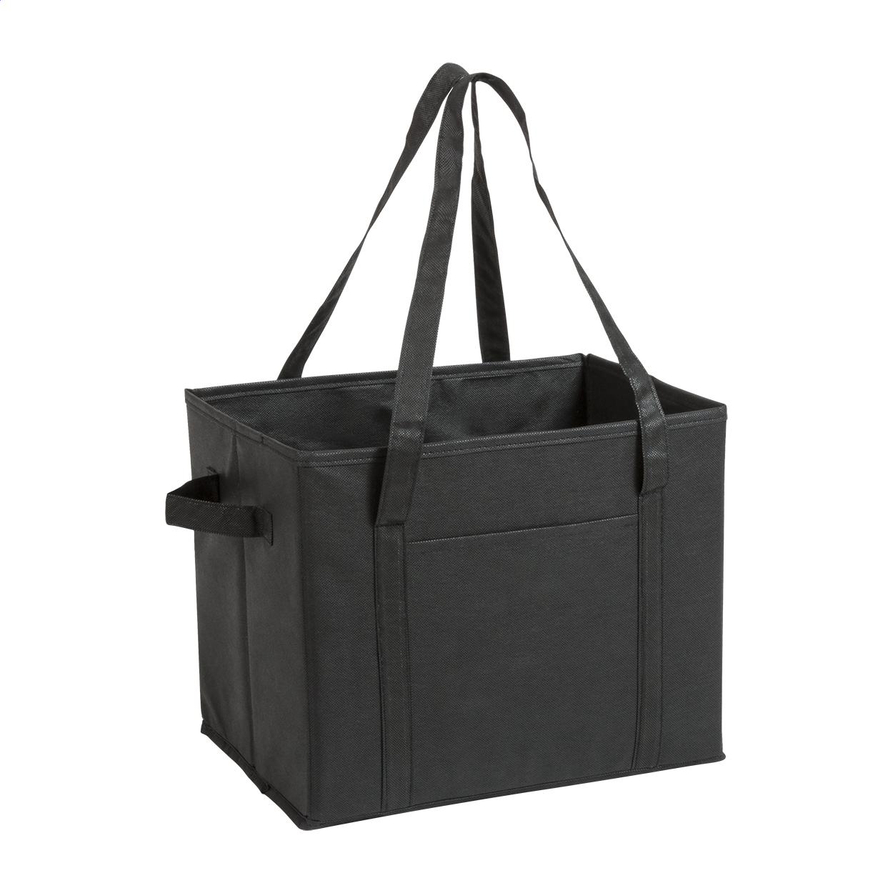 Butix sammenfoldelig bagagerumsorganizer i non-woven med hanke og logo trykt med logo