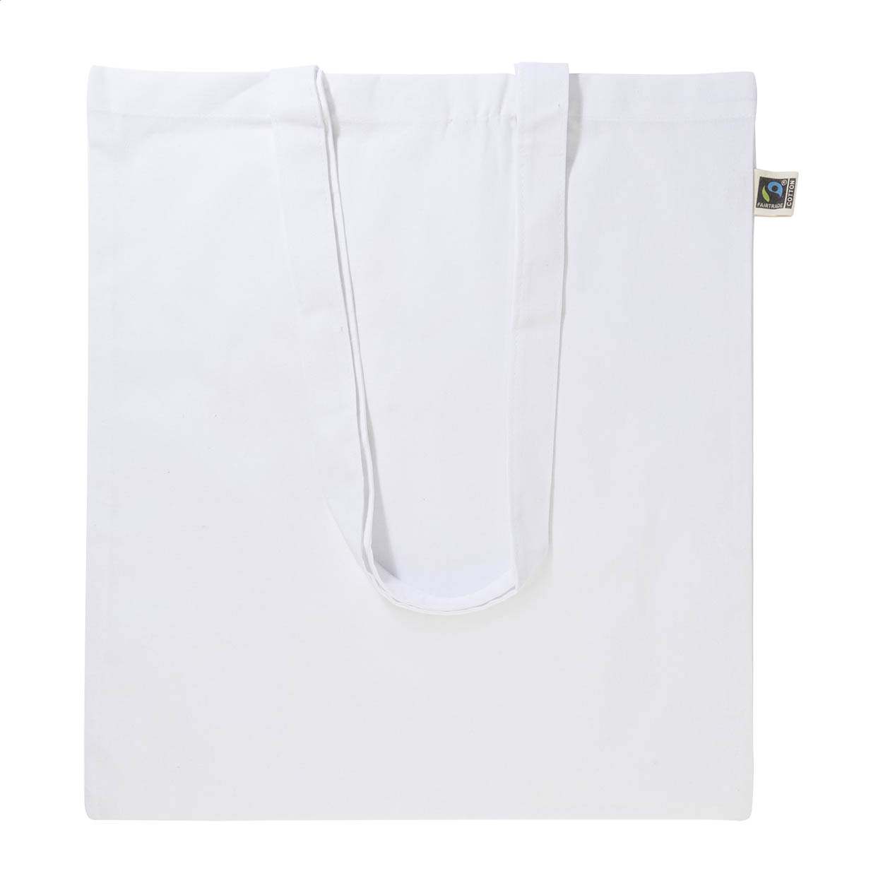 Fershop Hue farvet indkøbstaske i Fairtrade-bomuld 140 g/m² med logo trykt med logo