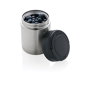 Rustfrit stål madbeholder med ske og håndtag - Freja