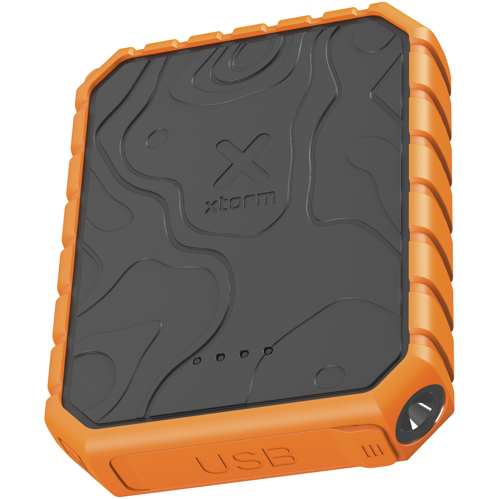 10.000 mAh 20 W QC3.0 vandtæt backup-batteri med Xtorm XR201 Xtreme-lommelygte - sort/orange