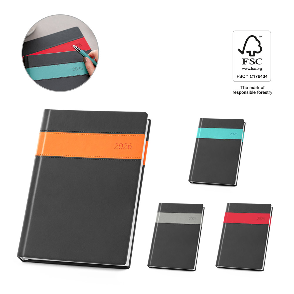 Dagbog med PU-båndmærke i A5 format - Sofie