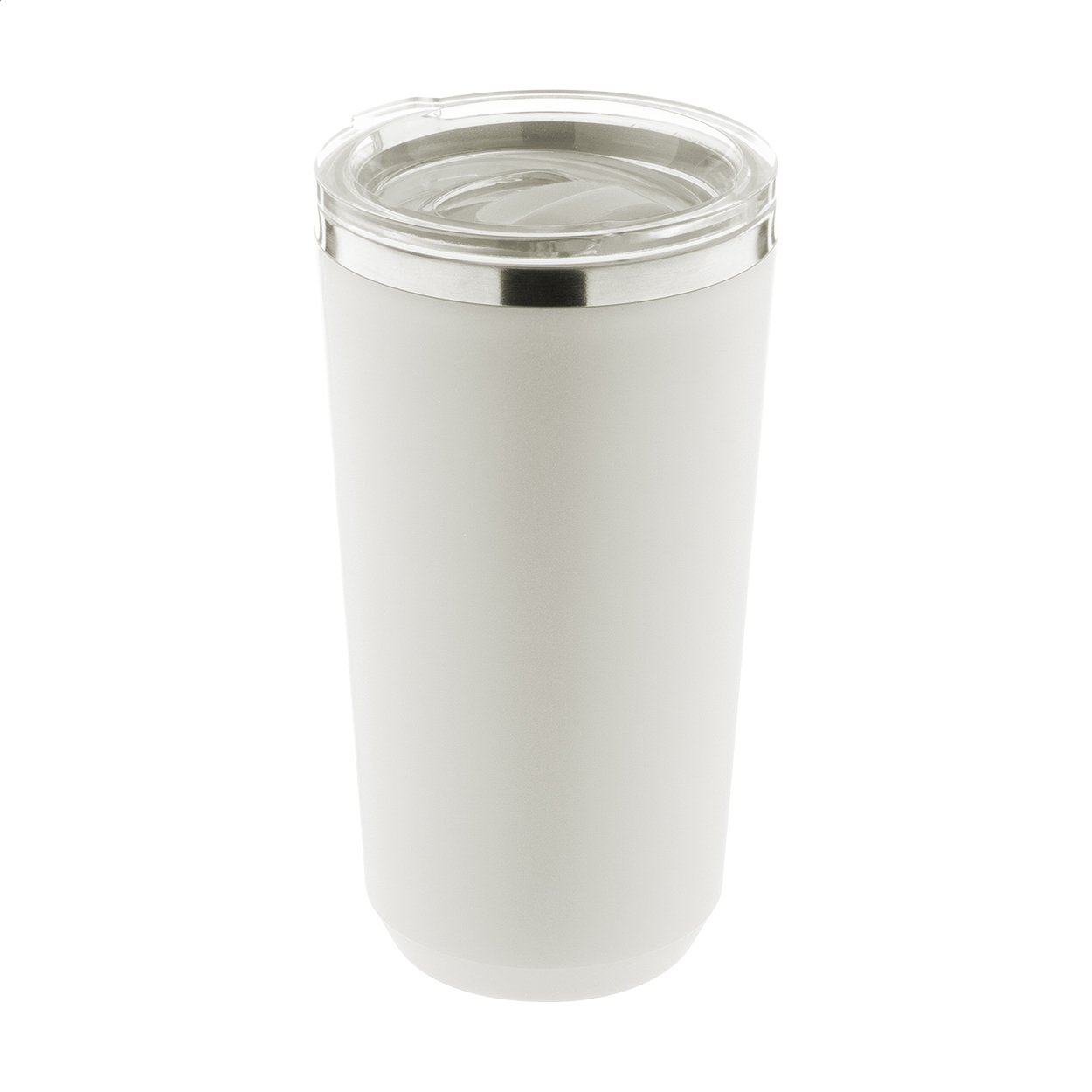 Lungogo termokop i rustfrit stål med PP-beklædning og låg, 500 ml, med logo
