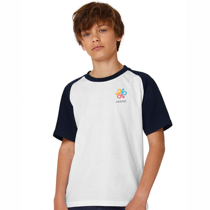 Kontrastfarvet bomuldsjersey raglanærmet t-shirt - Ringköbing