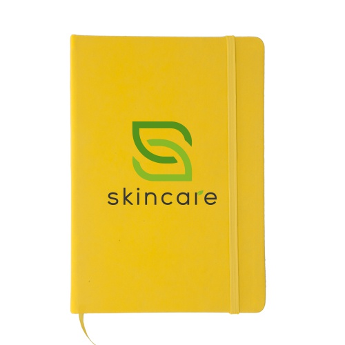 Soft-touch PU læder notesblok med elastikbånd og stofbogmærke - Rougsø