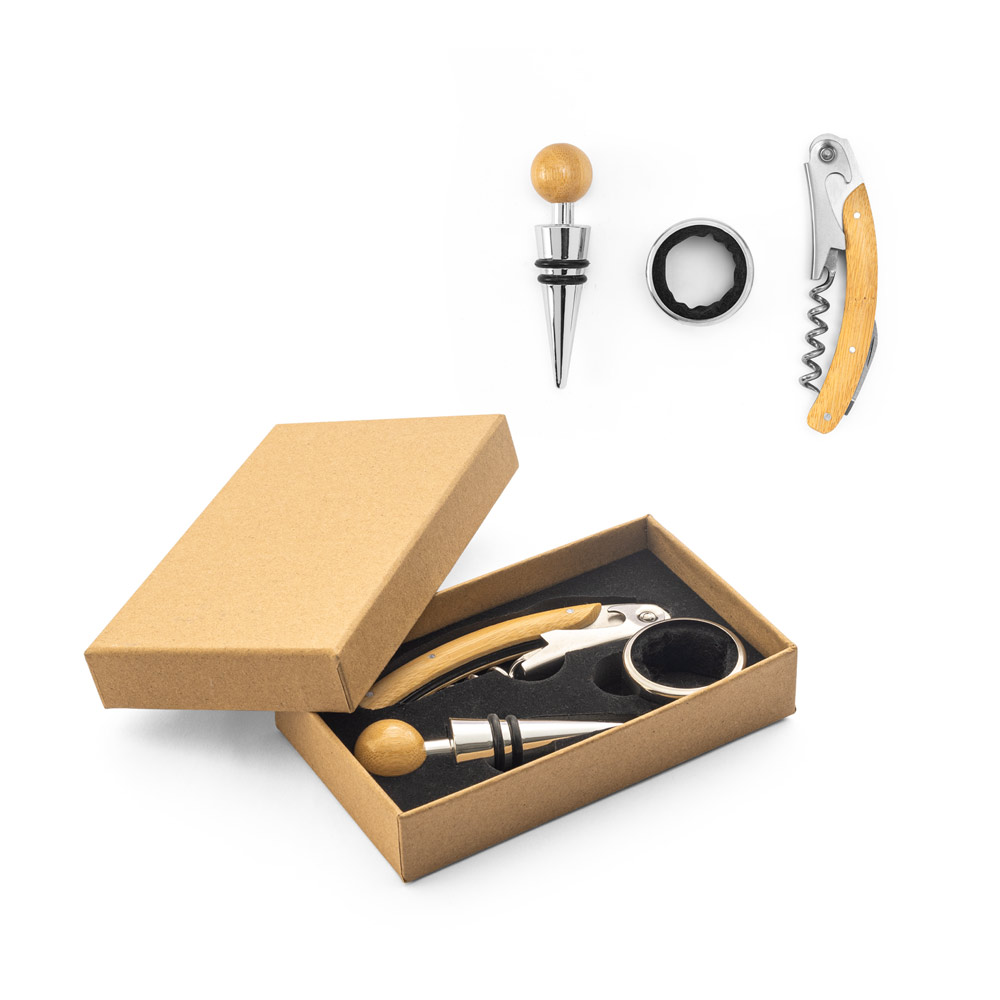 SAVORY. Vin sæt af bambus og rustfrit stål