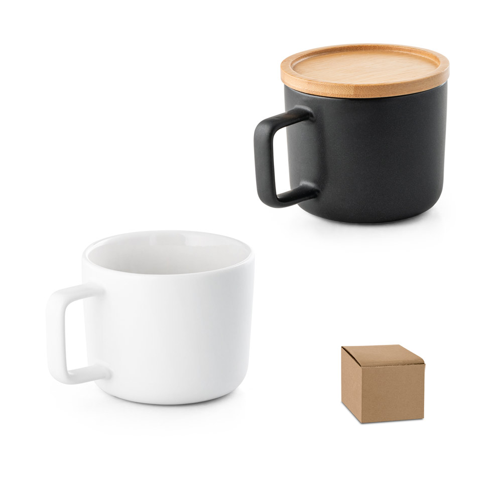 Keramisk kop med låg og bambusbund 220ml - Bellinge