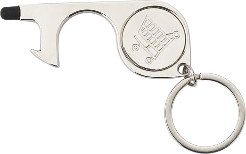 Metal kapacitiv skærmdørsåbner med nøglering og indkøbsvognsmønt - Rosa