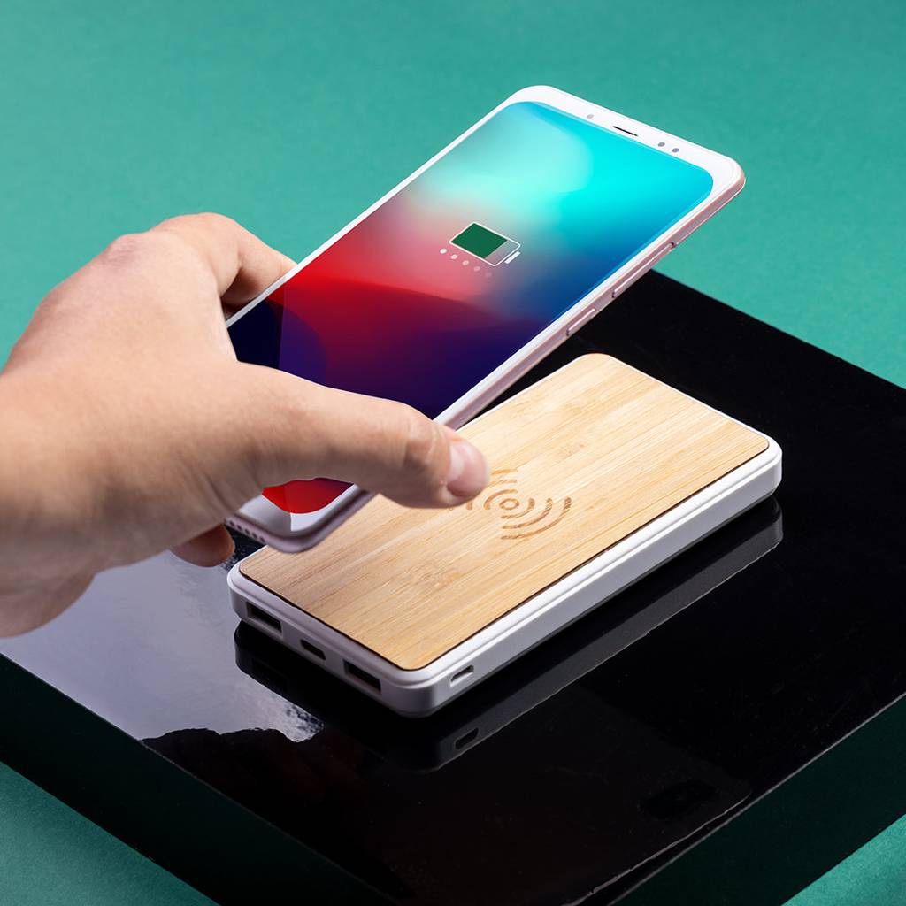 8.000 mAh trådløs Bamboo oplader Powerbank - Magnus