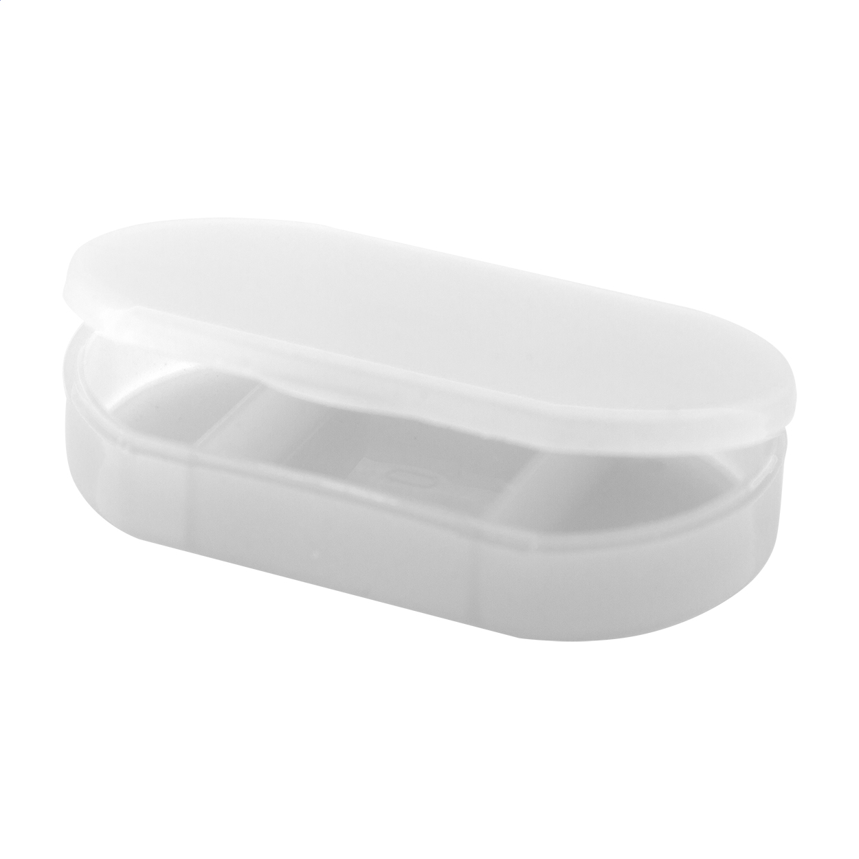Tripill pilleæske i plast med 3 rum, trykt med jeres logo trykt med logo