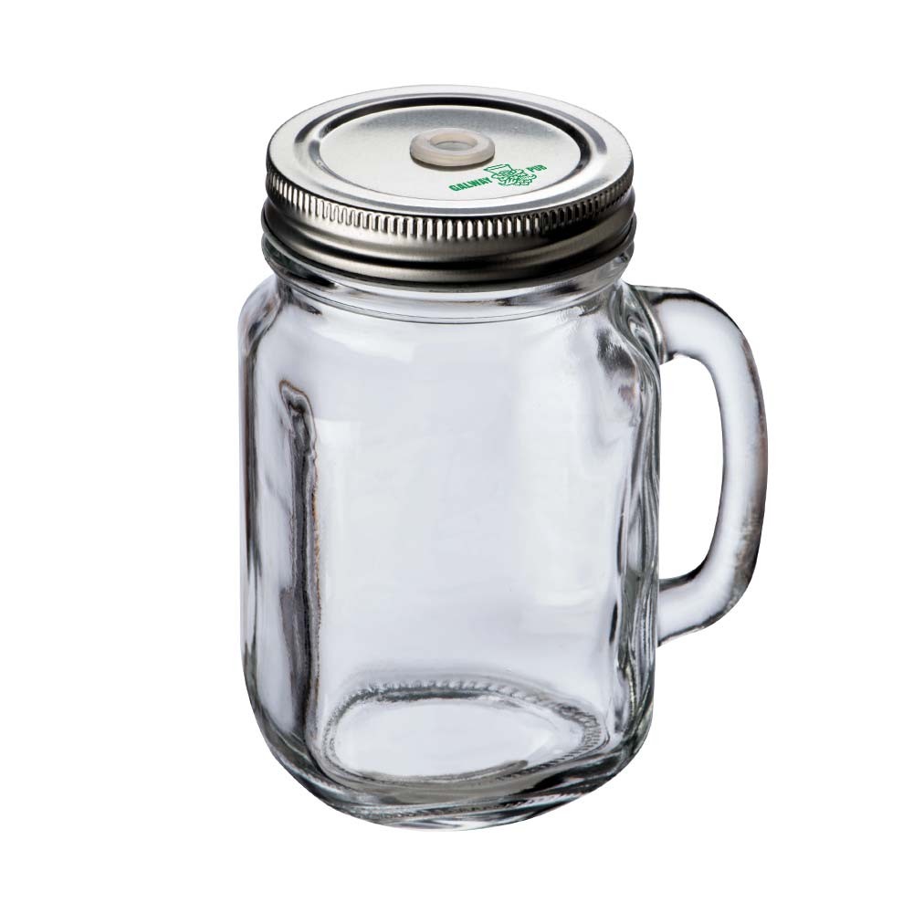 Graveret glaskande med metalskrue låg og halmhul 450ml - Ribe
