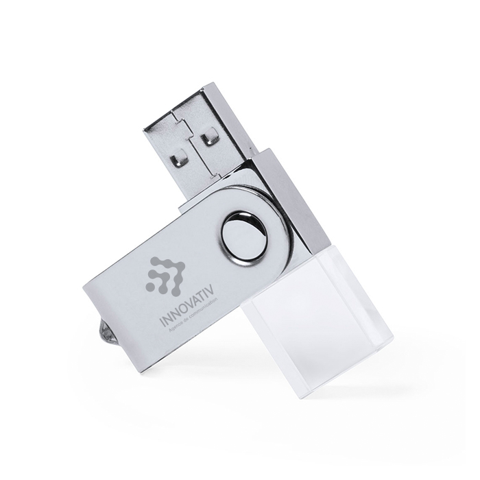 Oplyst logo 16GB USB-flashdrev med drejemekanisme - Nørre Aaby