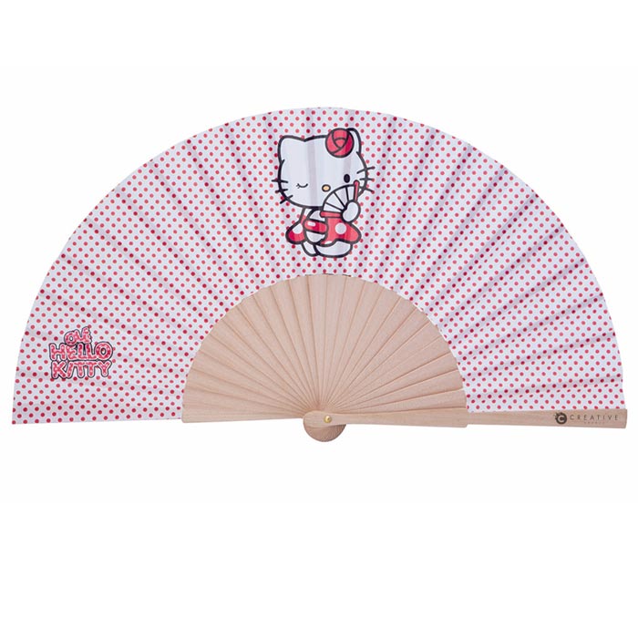 Hello Kitty naturligt træ stof design fan - Ringkjøbing