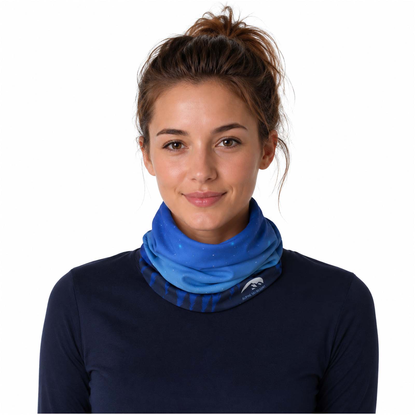 Lara bandana med sublimationstryk, lag og kanter af fleece