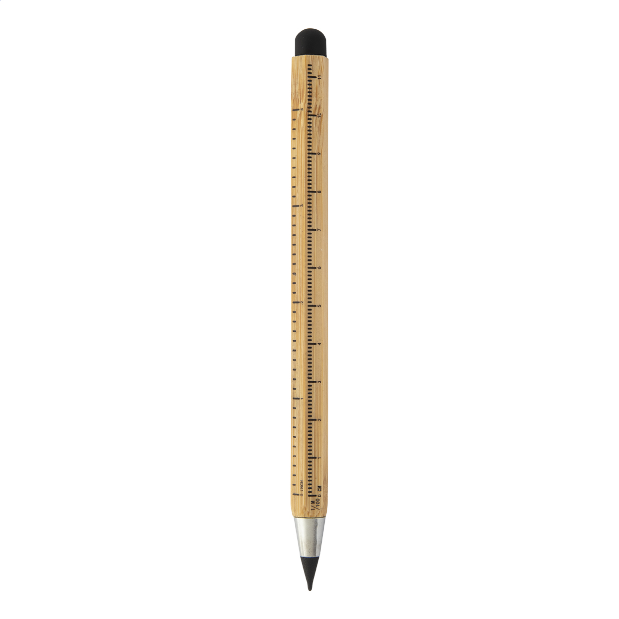 Boloid blækfri pen i bambus med lineal, stylus og logo trykt med logo