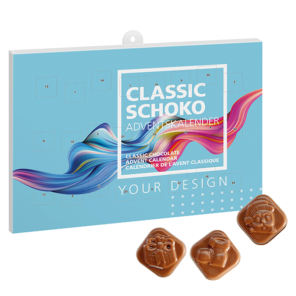 Klassisk Chokolade Julekalender (landskab) - Oscar trykt med logo