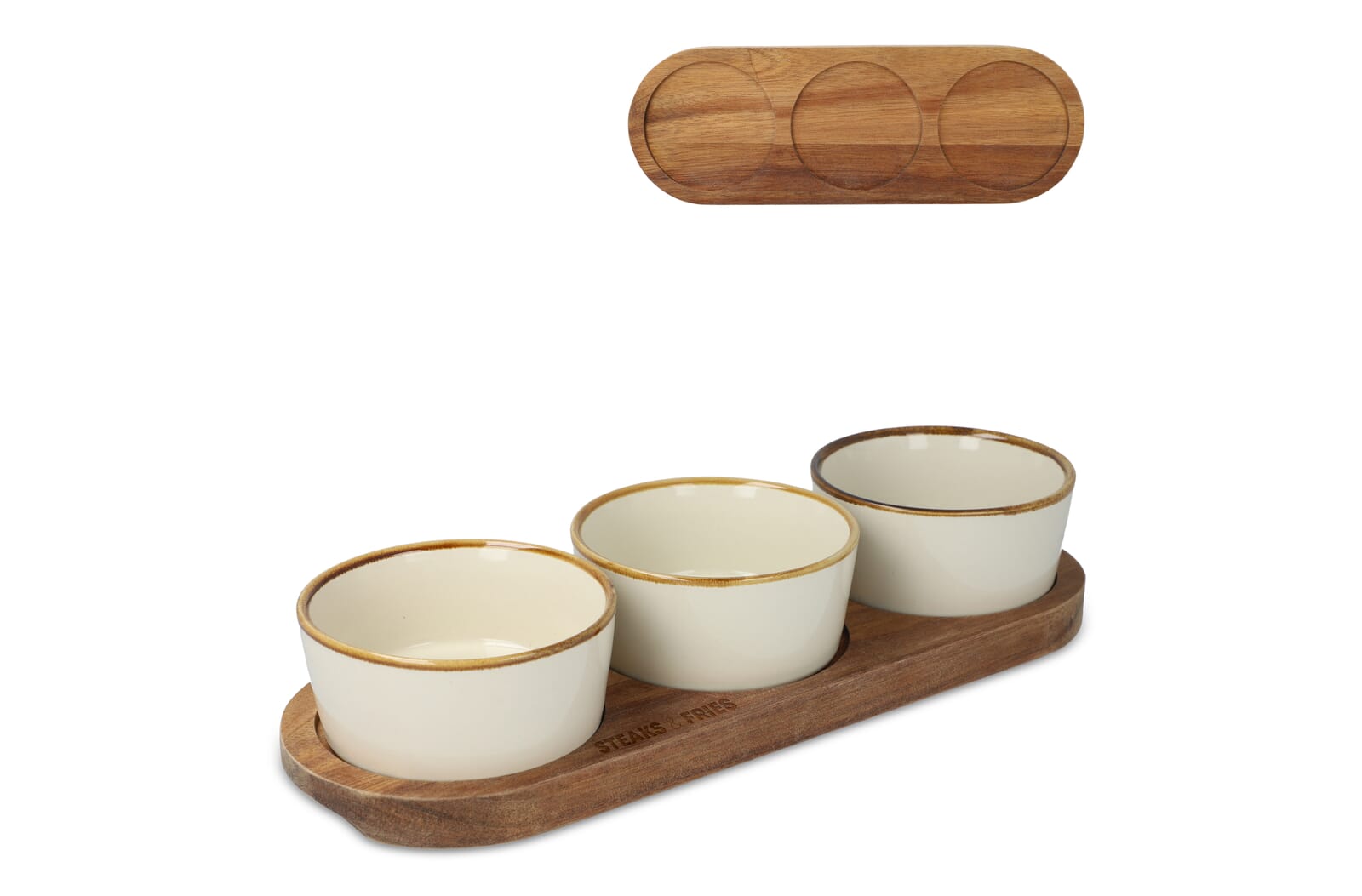 Elegant Træstativ med Keramiske Skåle - Store Heddinge