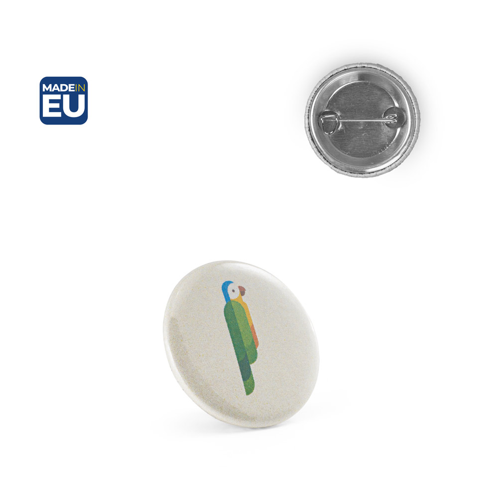 Button P'IN 1 med nål, med jeres logo, ø25 mm
