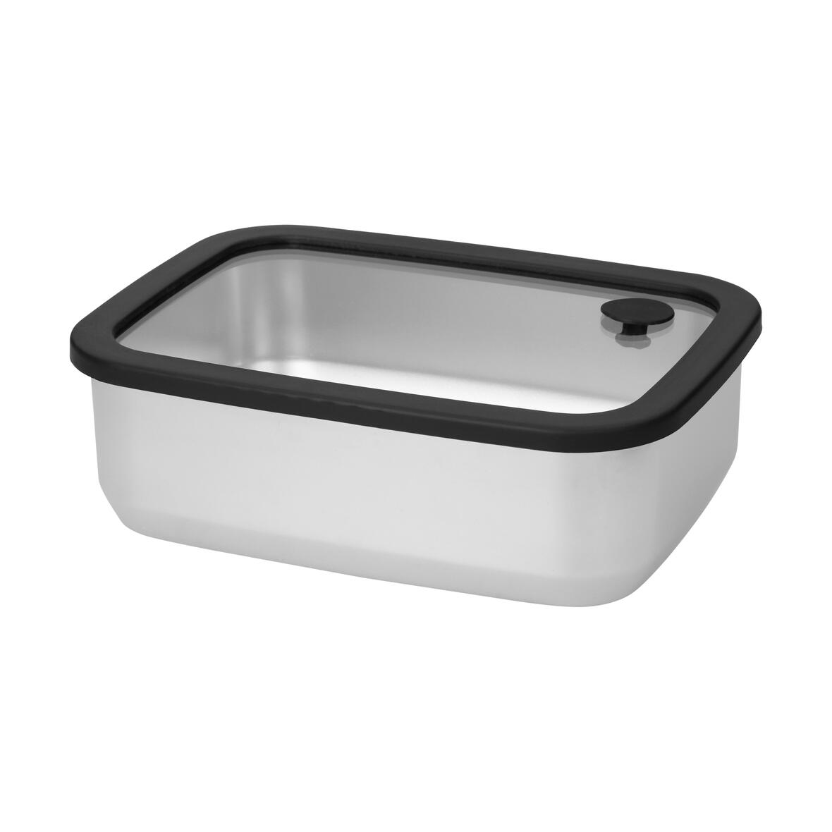 Rustfri stål madkasse med glaslåg MadKlar, 1100 ml - Gudme