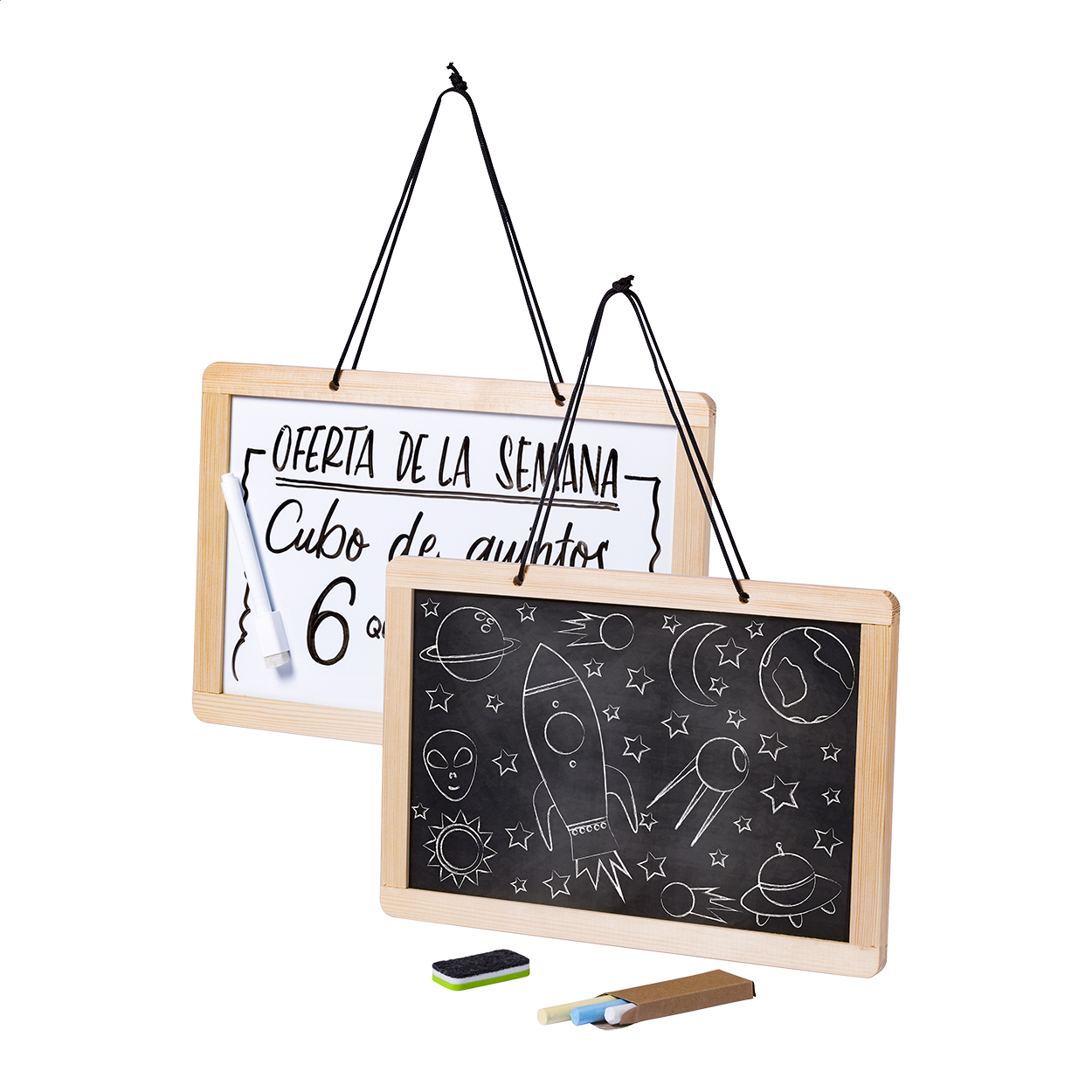 Dobbelt Sided Besked Tavle - Caroline trykt med logo