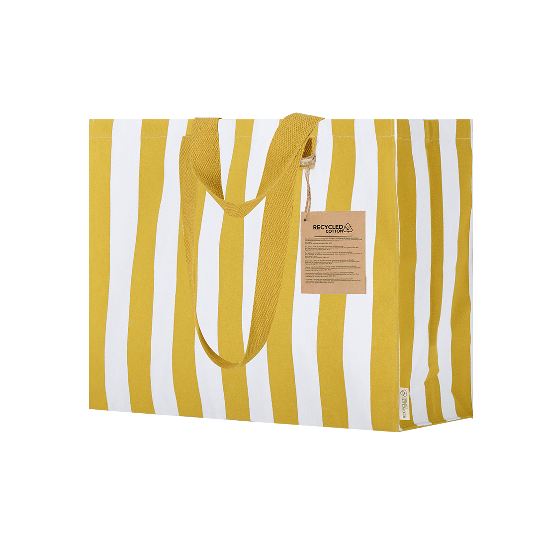 Genbrugsstribet taske - Sarah trykt med logo