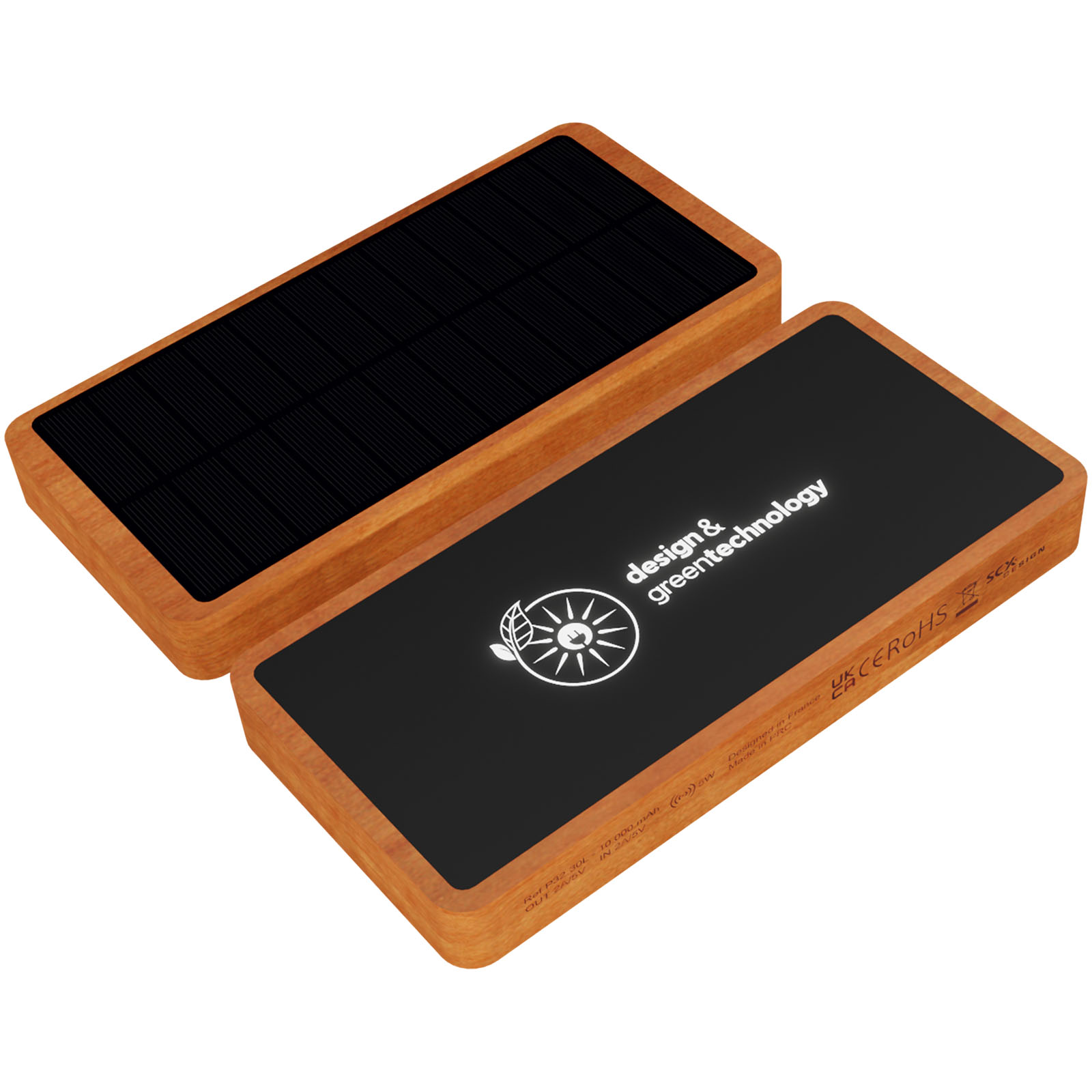 Solar Power Bank med lysende logo - Ringköbing