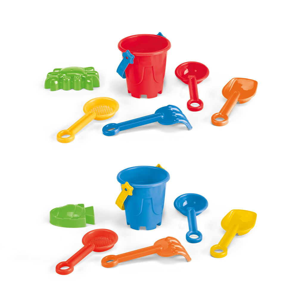 VALLARTA. PP strandspand med 5 tilbehør: 3 skovle, 1 rive, 1 fisk eller 1 krabbe