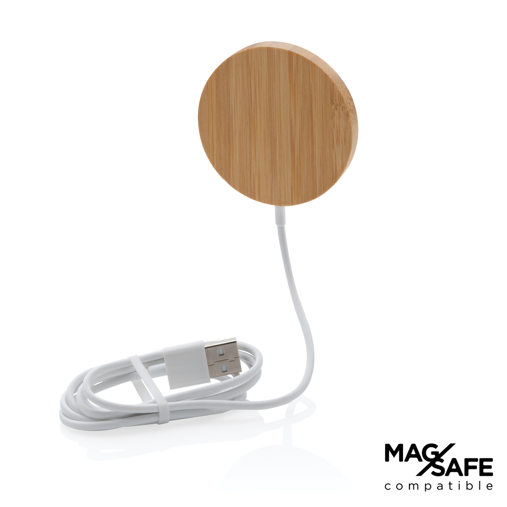 Masmon 10 W bambus magnetisk trådløs oplader