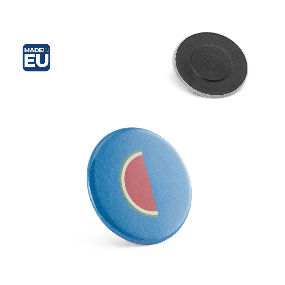 Button P'IN 5 med magnetlukning, med jeres logo, ø38 mm