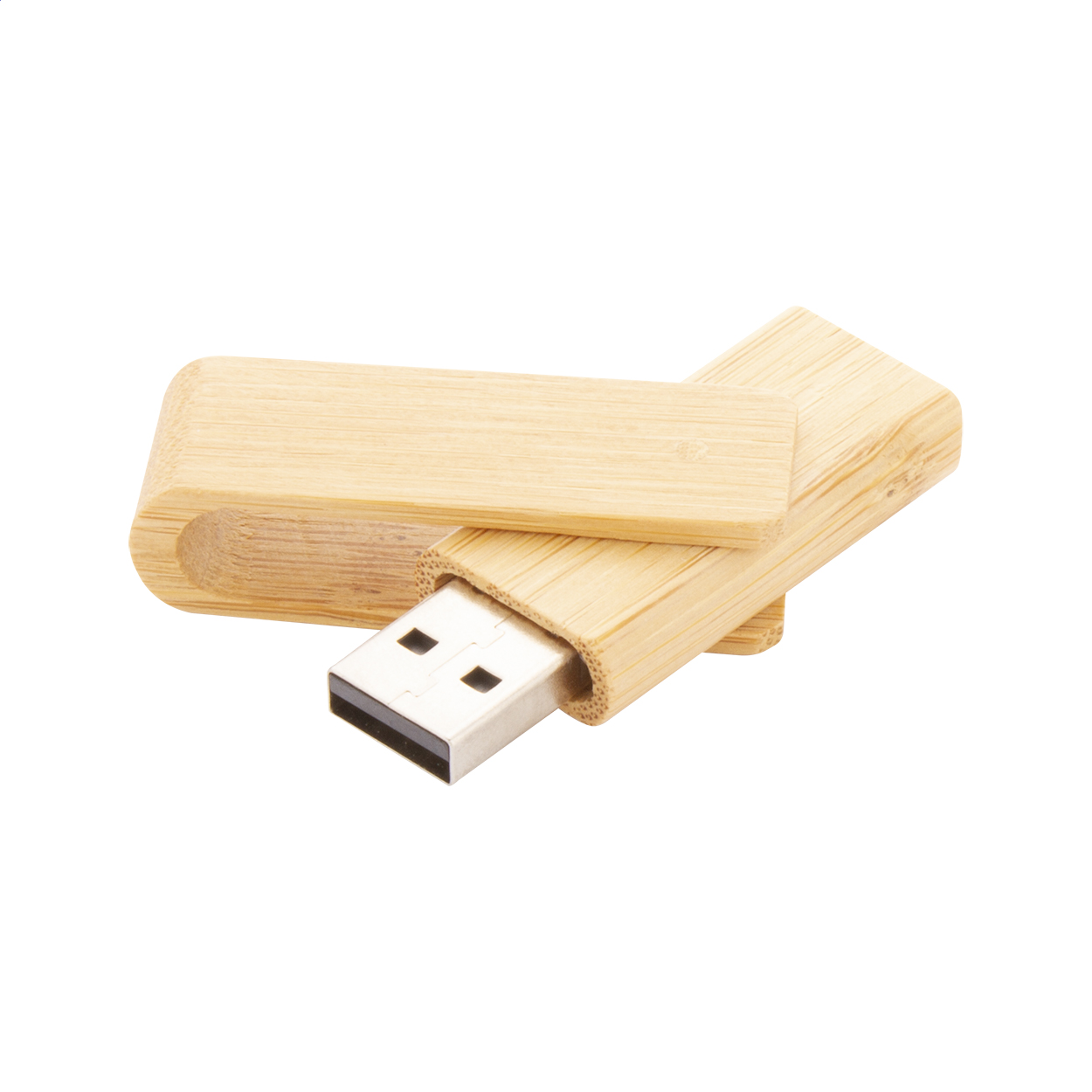 BooTwist USB-nøgle med drejemekanisme i bambus og logo, 8 til 32 GB