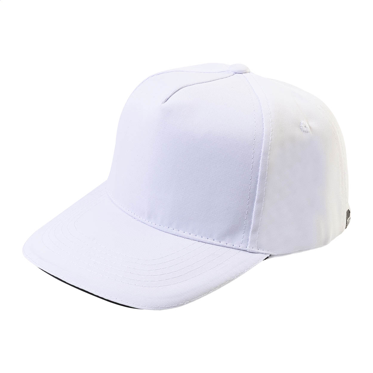Aaron 5-panel baseballkasket i RPET-polyester med velcro og logo trykt med logo