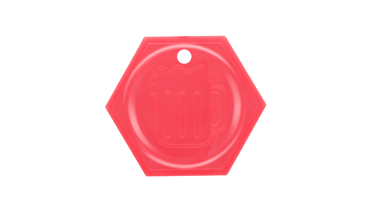 Indgraverede plastikmønter med hul hexagon - Mia