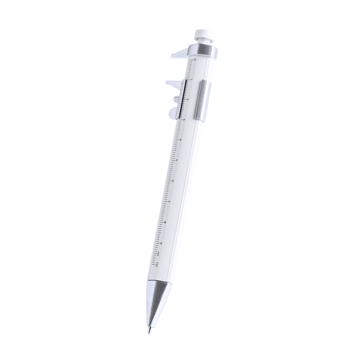 Calipen kuglepen med skydelære og 10 cm lineal, med logo trykt med logo