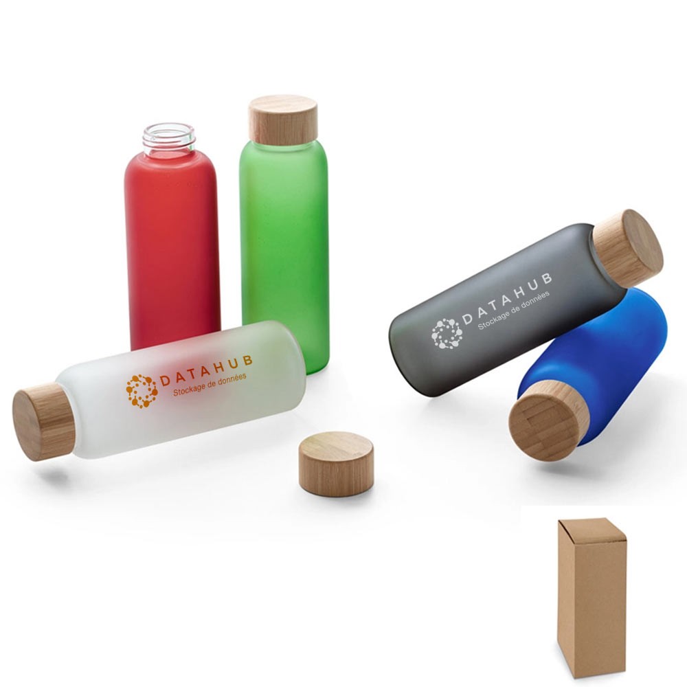 Frosted glas bambus flaske - Agerbæk