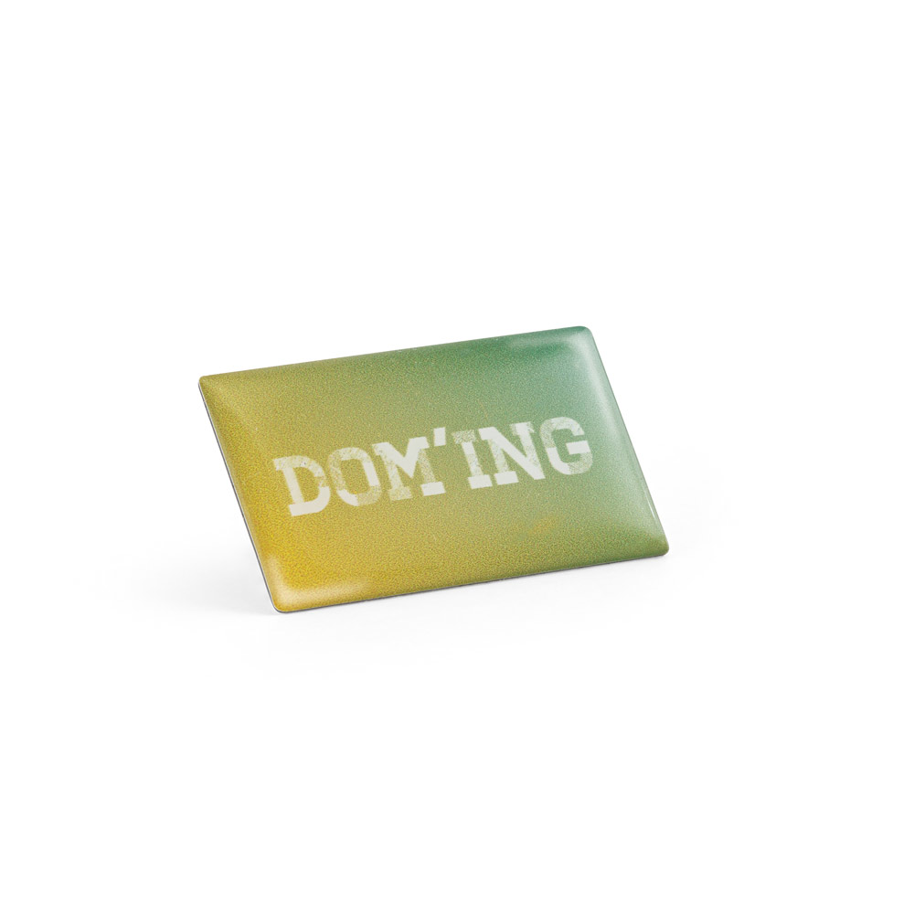 Doming 10 rektangulært fleksibelt doming-badge med jeres logo, 35 × 20 mm