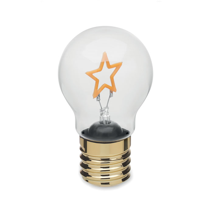 Dekorativ LED-pære med glødetrådsdesign og logo, inkl. batterier trykt med logo
