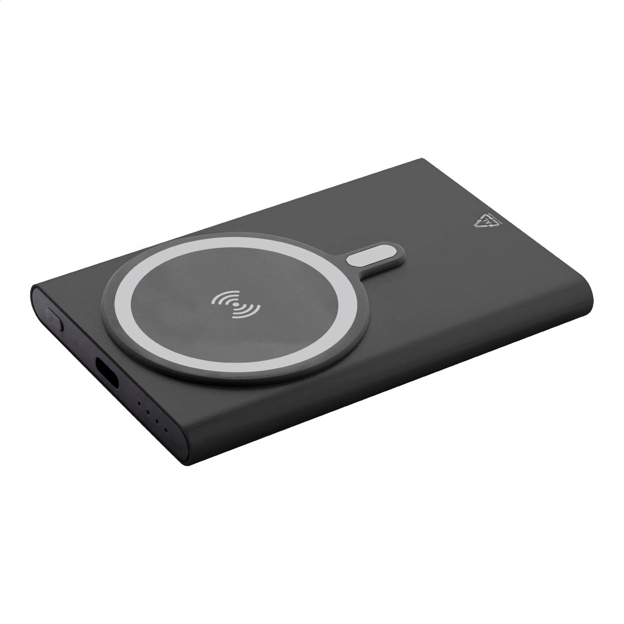 RaluStick magnetisk powerbank i genbrugt aluminium, 5000 mAh, med logo