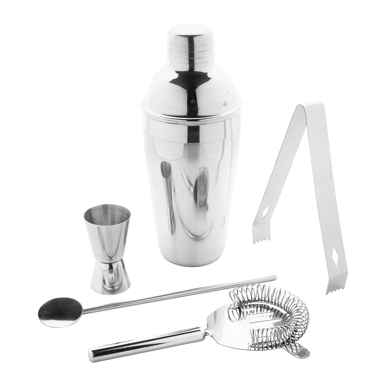 Sidecar 5-delt cocktailsæt i rustfrit stål med shaker 550 ml og logo