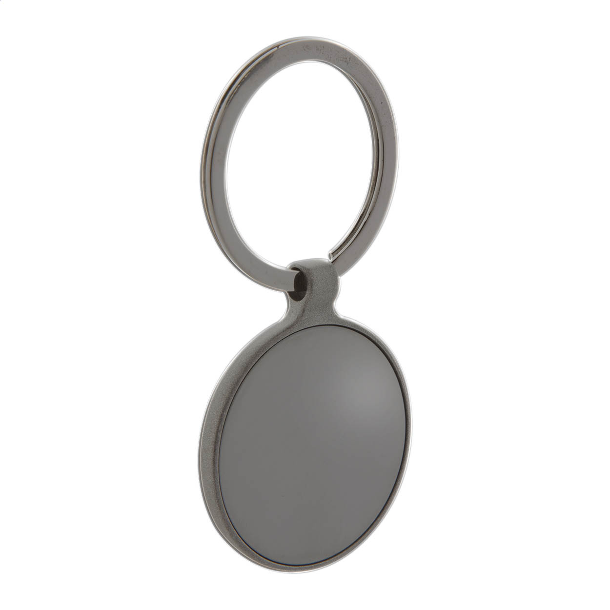 Steyr rund nøglering i metal med gunmetal finish og logo, i gaveæske