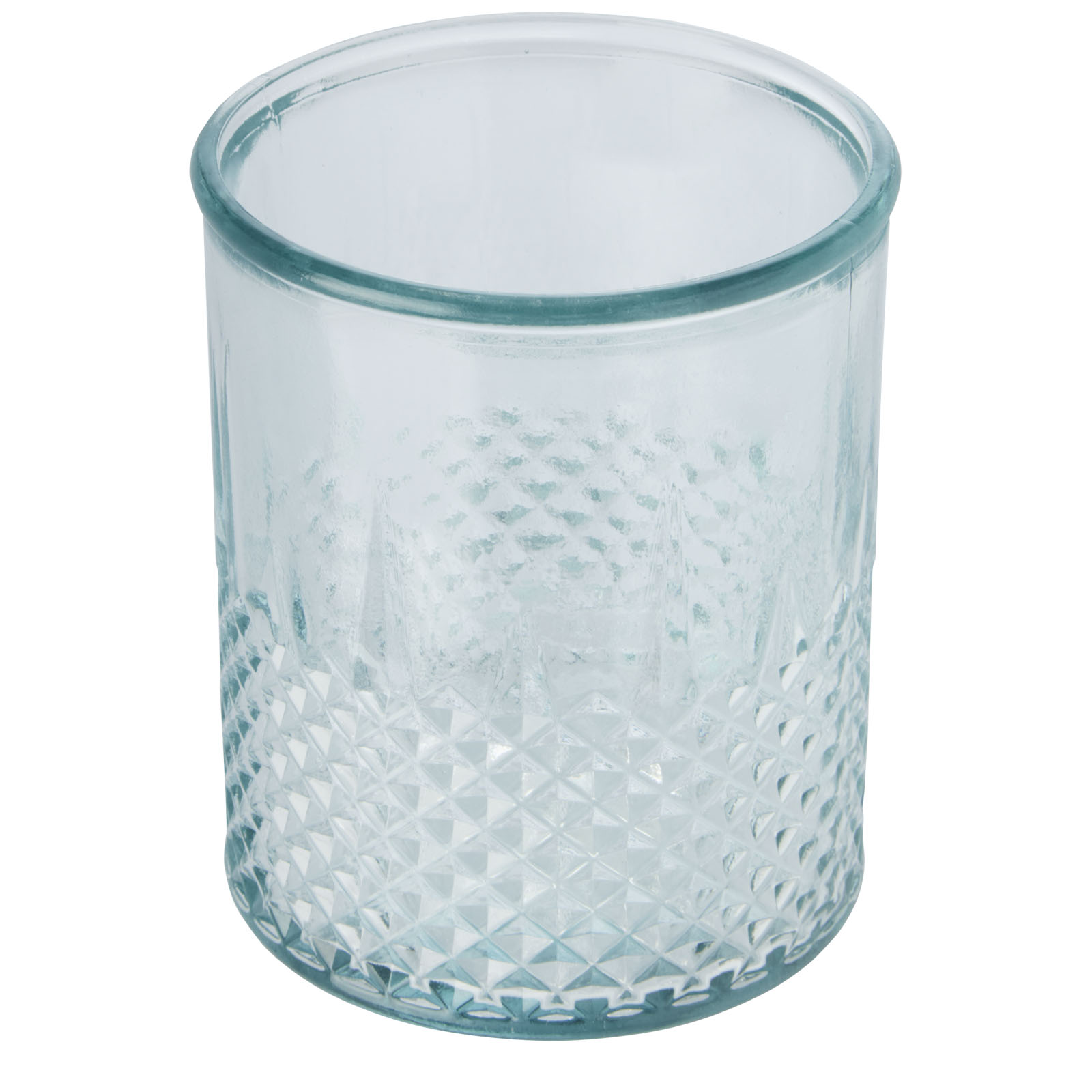Genbrugt glas diamant-effekt fyrfadsholder - Marie